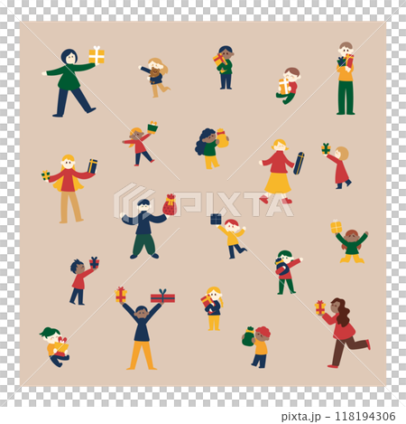 Illustration set of people holding gifts 118194306