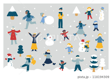 冬と人物のイラストセット 冬と人物のイラストセット 118194309