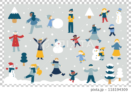 冬と人物のイラストセット 冬と人物のイラストセット 118194309