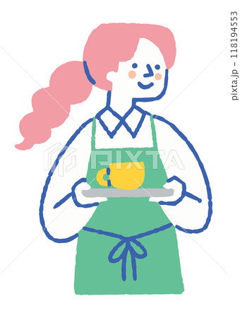 レストランで飲み物を運ぶウエイトレス_色 レストランで飲み物を運ぶウエイトレス_色 118194553