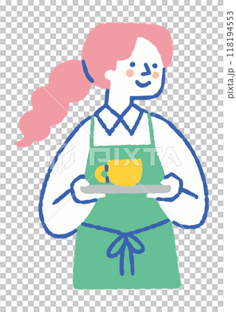 餐廳服務生端著飲料_color 118194553