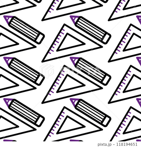 Pattern with pencils and rulers on white background Vector Pattern with pencils and rulers on white background Vector 118194651