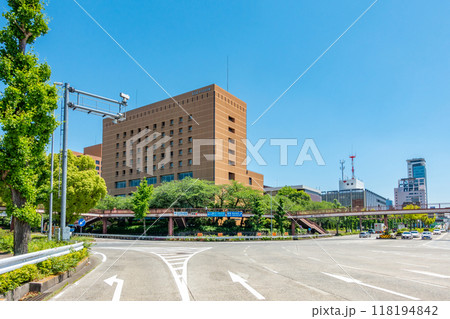 名古屋城周辺町並み 中区三の丸一丁目交差点 名城歩道橋 名古屋城周辺町並み 中区三の丸一丁目交差点 名城歩道橋 118194842