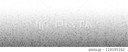 Grunge halftone gradient background. Faded grit noise texture. Black sand particle wallpaper. Retro pop art pixel backdrop. Anime or manga comic overlay. Vector dots and speckles textured template 118195162
