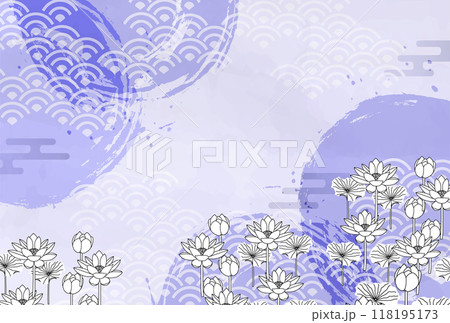 蓮　喪中　和柄　背景 118195173