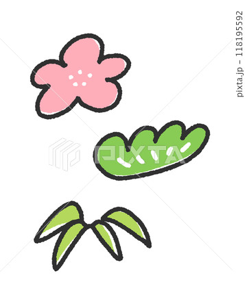 手描きのかわいい松竹梅イラストセット　年賀状素材　アイコン 118195592