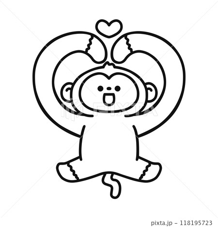 ハート・さる・線画 118195723