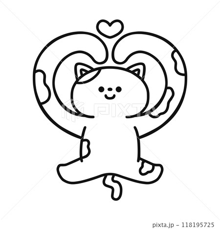 ハート・猫・線画 118195725