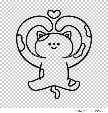 ハート・猫・線画 118195725