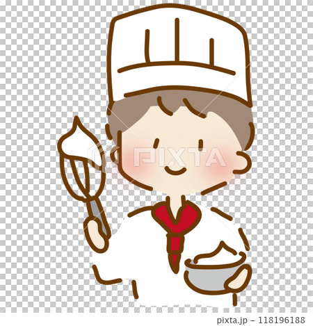 A cute and laid-back male pastry chef 118196188