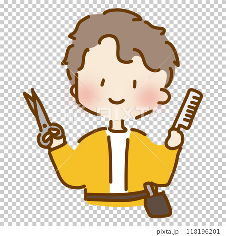 A cute and relaxed male hairdresser 118196201