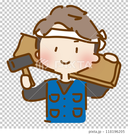 A cute and relaxed male carpenter A cute and relaxed male carpenter 118196205