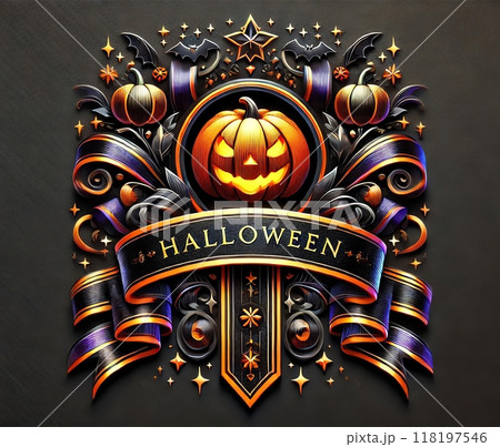 ハロウィン シンボル リボン　背景 118197546