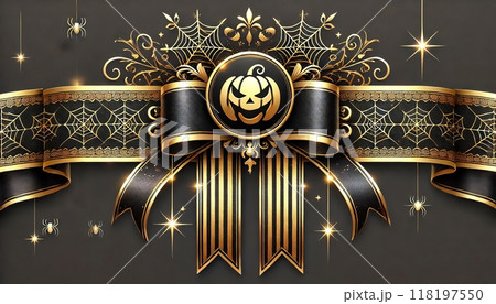 ハロウィン シンボル リボン　背景 118197550