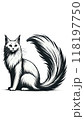 ノルウェーのノルウェージャンフォレストキャットのモノトーン画像。長毛で耐寒性が高く、冒険好き。 118197750