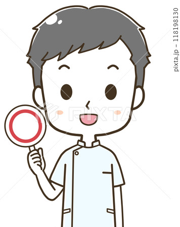 若い男性看護師の上半身イラスト 118198130