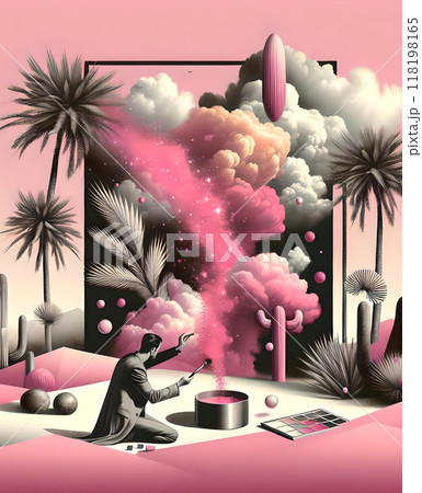 AIシュルレアリスム:ピンクの砂漠での想像力豊かな創作 118198165