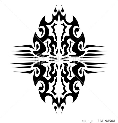 Illustration of a tribal tattoo with a aesthetic shape Illustration of a tribal tattoo with a aesthetic shape 118198508