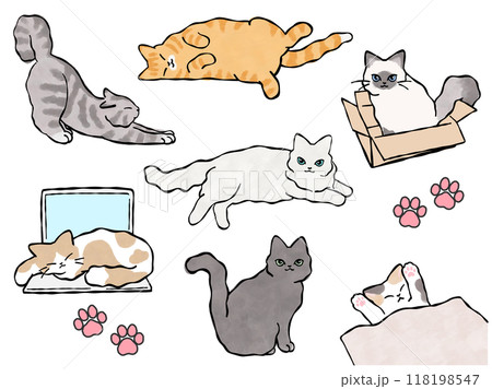 猫のイラストセット ベクター 猫のイラストセット ベクター 118198547