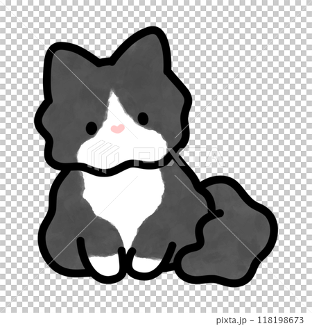 ハチワレ　子猫のイラスト　ベクター 118198673