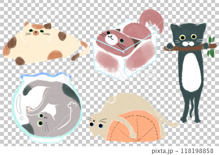 Melting cat and stretching cat Melting cat and stretching cat 118198858