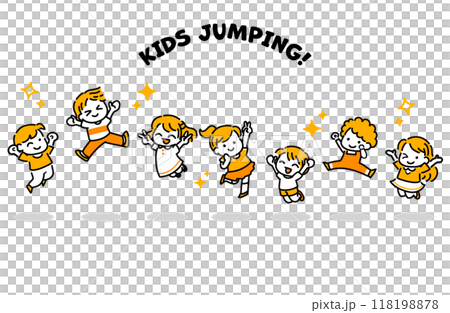 Cheerful children jumping 118198878