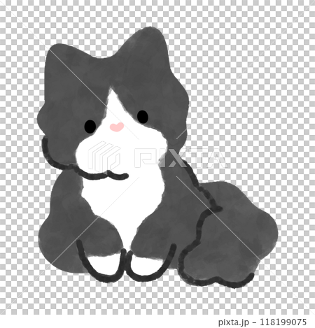 ハチワレ　子猫のイラスト　ベクター 118199075