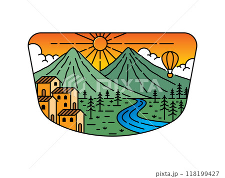 natural scenery in the frame illustration natural scenery in the frame illustration 118199427