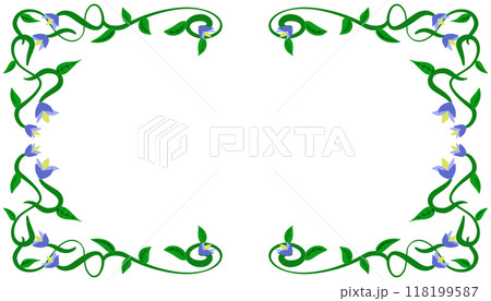 Background illustration of a green leaf twig frame motif 118199587