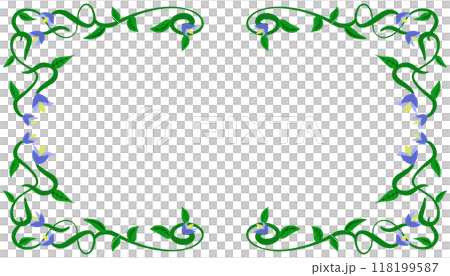 Background illustration of a green leaf twig frame motif 118199587