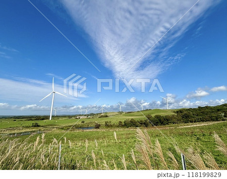 風力発電と丘 118199829