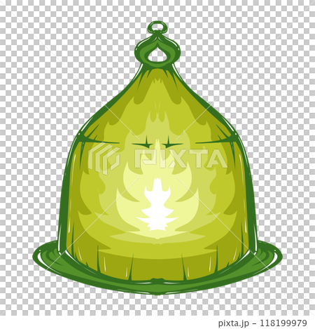 Illustration of a green lantern with a yellow flame on the theme of Ramadan, Eid al-Fitr and Eid al-Adha 118199979