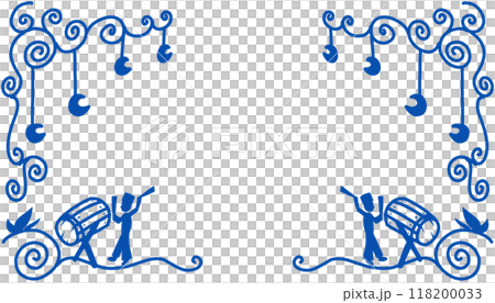 The illustration background with the theme of Ramadan and Eid al-Fitr, Eid al-Adha, has a picture of a person hitting a mosque drum with blue line art The illustration background with the theme of Ramadan and Eid al-Fitr, Eid al-Adha, has a picture of a person hitting a mosque drum with blue line art 118200033