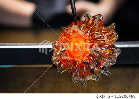 Molten glass in shape of a flower Molten glass in shape of a flower 118200469