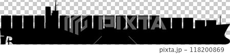 Container ship icon viewed from the side, transparent background 118200869