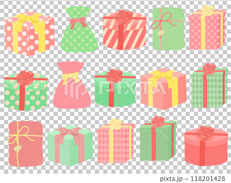 許多聖誕顏色禮物的插圖集 118201428