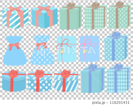 許多藍色禮物的插圖集 118201431