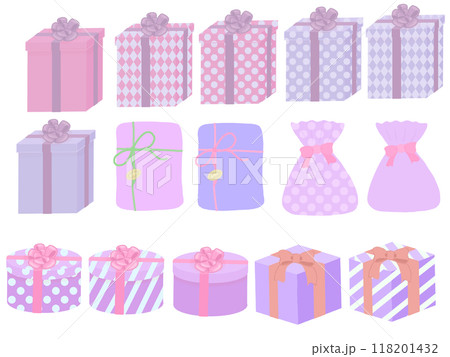 たくさんのプレゼントのイラストセット　紫 118201432