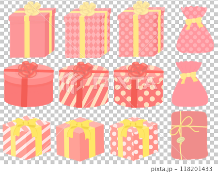 許多紅色禮物的插圖集 118201433