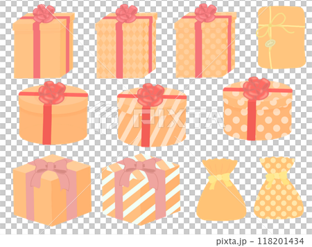 許多橙色禮物的插圖集 118201434