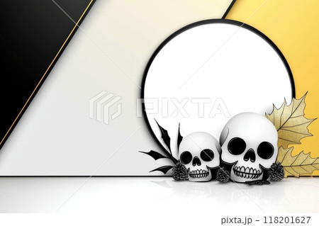 Stylish Halloween postcard: A minimalistic and creative banner showcasing a chic design for Halloween, blending elegance with seasonal spirit to create a unique and eye-catching festive postcard. Stylish Halloween postcard: A minimalistic and creative banner showcasing a chic design for Halloween, blending elegance with seasonal spirit to create a unique and eye-catching festive postcard. 118201627