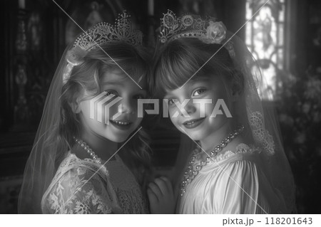 Sacred milestone - capturing the essence of first communion in a tender and symbolic portrayal, where young believers embrace the solemnity and spirituality of this significant rite 118201643