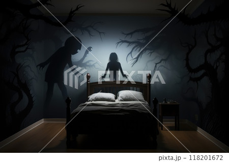 Haunting phantoms: childhood nightmare, exploring the fears and anxieties that shape young minds, with insights into managing and understanding bad dreams. 118201672