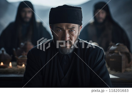 Tatar Mongols: nomadic warriors and conquerors, cultural legacy, military prowess, Eurasian steppes strength, traditional attire, resilience and the spirit of the historic nomadic lifestyle. Tatar Mongols: nomadic warriors and conquerors, cultural legacy, military prowess, Eurasian steppes strength, traditional attire, resilience and the spirit of the historic nomadic lifestyle. 118201683