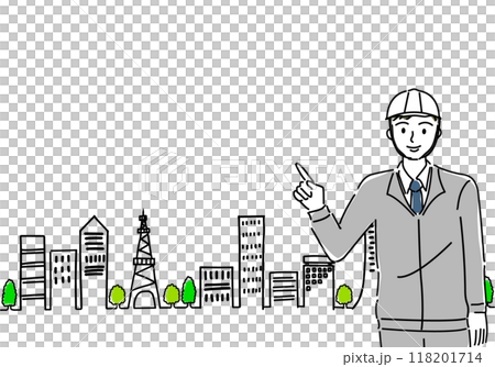 城市景觀的粗略手繪圖，建築商指點並解釋 118201714