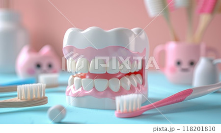 Comprehensive oral care: toothbrush cleaning teeth, importance of dental hygiene, focus on maintaining healthy gums, bright smile through proper brushing techniques, routine care. Comprehensive oral care: toothbrush cleaning teeth, importance of dental hygiene, focus on maintaining healthy gums, bright smile through proper brushing techniques, routine care. 118201810