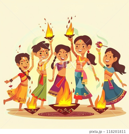 Celebratory spirit: happy diwali, people rejoicing in victory of good over evil, rising from spiritual darkness, embraced by hindus, buddhists, jains, sikhs, through puja ceremonies, prasada sharing. 118201811