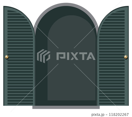 Arched Doorway with Open Shutters Arched Doorway with Open Shutters 118202267