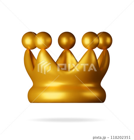 3D gold crown icon isolated on white. 3D gold crown icon isolated on white. 118202351