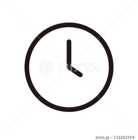 時計　時間　単品アイコン　モノクロ　 118202504
